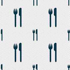 吃标志图标餐具象征叉刀无缝的摘要背景几何形状