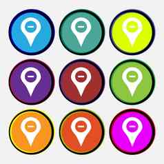 -地图指针全球定位系统(gps)位置图标标志多色的轮按钮