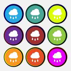 天气雨图标标志多色的轮按钮