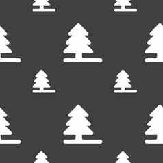 圣诞节树图标标志无缝的模式灰色的背景