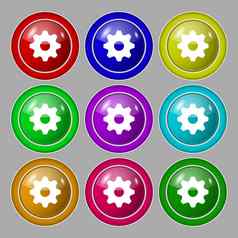 齿轮设置标志图标齿轮齿轮机制象征象征轮色彩鲜艳的按钮