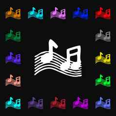 音乐的请注意音乐手机铃声图标标志很多色彩斑斓的符号设计