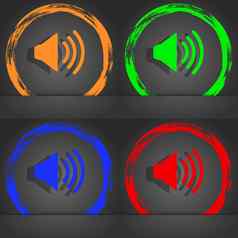演讲者体积标志图标声音象征时尚现代风格橙色绿色蓝色的红色的设计