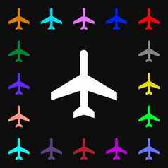 飞机iconi标志很多色彩斑斓的符号设计