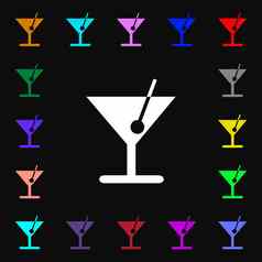 鸡尾酒iconi标志很多色彩斑斓的符号设计