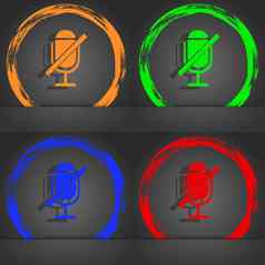 麦克风标志图标演讲者象征时尚现代风格橙色绿色蓝色的红色的设计