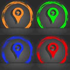 地图指针全球定位系统(gps)位置图标象征时尚现代风格橙色绿色蓝色的绿色设计