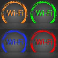 免费的无线网络标志无线网络象征无线网络图标时尚现代风格橙色绿色蓝色的红色的设计