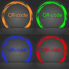 二维码标志图标扫描代码象征时尚现代风格橙色绿色蓝色的红色的设计
