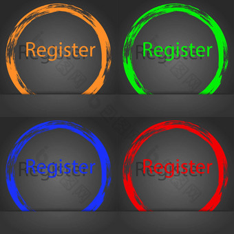 注册标志图标会员象征网站导航时尚现代风格橙色绿色蓝色的红色的设计