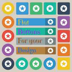 明星最喜欢的图标标志集二十彩色的平轮广场矩形按钮
