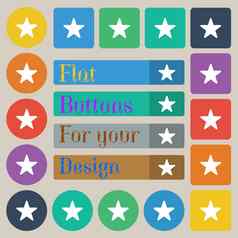 最喜欢的明星图标标志集二十彩色的平轮广场矩形按钮