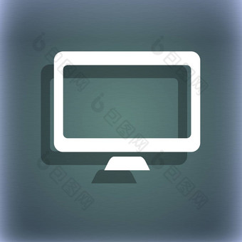 电脑宽屏监控图标象征蓝绿色摘要背景影子空间文本
