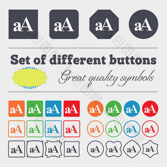 扩大字体。图标标志大集色彩斑斓的多样化的高质量的按钮