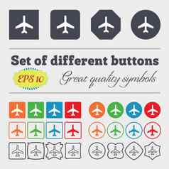 飞机图标标志大集色彩斑斓的多样化的高质量的按钮