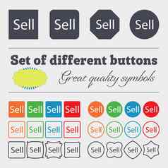 出售标志图标贡献者收益按钮大集色彩斑斓的多样化的高质量的按钮