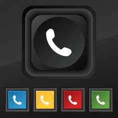 电话支持调用中心图标象征集色彩斑斓的时尚的按钮黑色的纹理设计