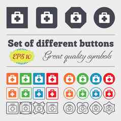 援助工具包图标标志大集色彩斑斓的多样化的高质量的按钮