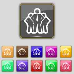业务团队图标标志集11彩色的按钮网站