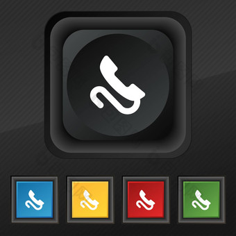 复古的电话<strong>手机图标</strong>象征集色彩斑斓的时尚的按钮黑色的纹理设计