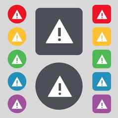 注意标志图标感叹马克危害警告象征集色彩鲜艳的按钮