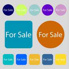 出售标志图标真正的房地产销售彩色的按钮平设计