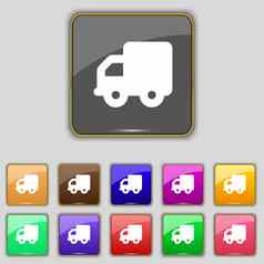 交付卡车图标标志集11彩色的按钮网站