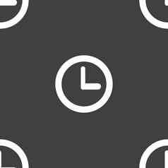 时钟标志图标机械时钟象征无缝的模式灰色的背景