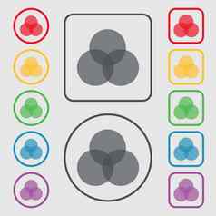 颜色计划图标标志符号轮广场按钮框架