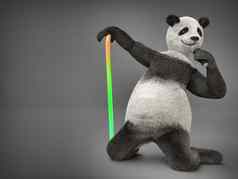 人士字符动物熊熊猫唱首歌麦克风