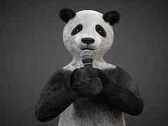 人士字符动物熊熊猫唱首歌麦克风