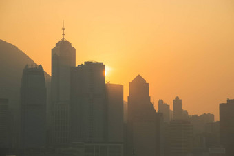 在香港香港城市景观晚上视图维多利亚港口在香港香港