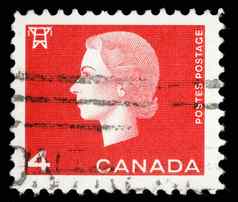 邮票印刷加拿大显示女王伊丽莎白