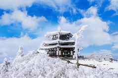 德鱼山山覆盖雪冬天南韩国