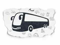 旅行概念公共汽车撕裂纸背景