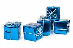 集团蓝色的礼物盒子银丝带