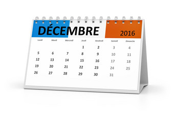 法国语言表格日历12月