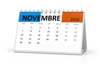 法国语言表格日历11月