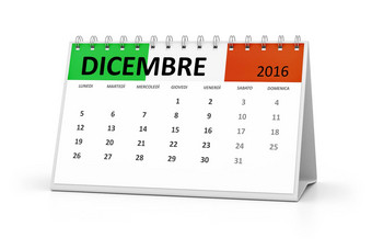 意大利语言表格日历12月
