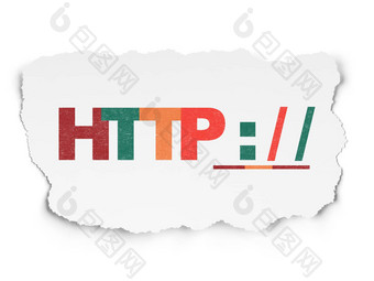 网络设计概念HTTP撕裂纸背景