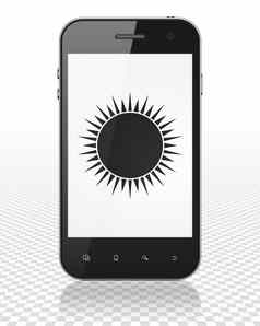 假期概念智能手机太阳显示