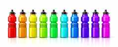 色彩斑斓的体育运动塑料水瓶