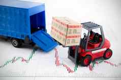 叉车卡车玩具盒子概念国际运费