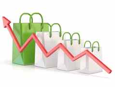 购物袋增加图表销售增长图表