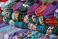 围巾针织拖鞋街市场乌兹别克斯坦
