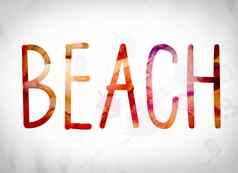 海滩概念水彩词艺术