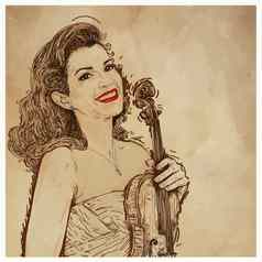 肖像女人小提琴