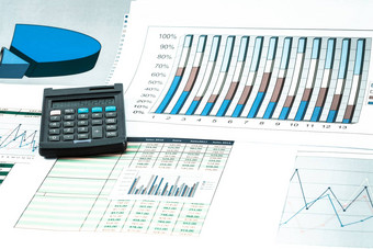 蓝色的图像预算概念预算文本计算器