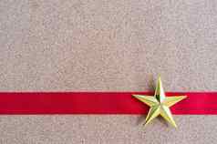 圣诞节金明星红色的丝带软木塞董事会