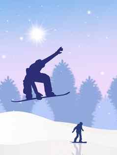 滑雪板轮廓冬天